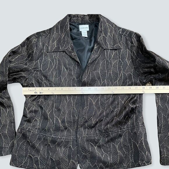 Chico's Metallic Leaf‎ Lined Blazer size 1 Preowned No Button Great Condition - Picture 4 of 12